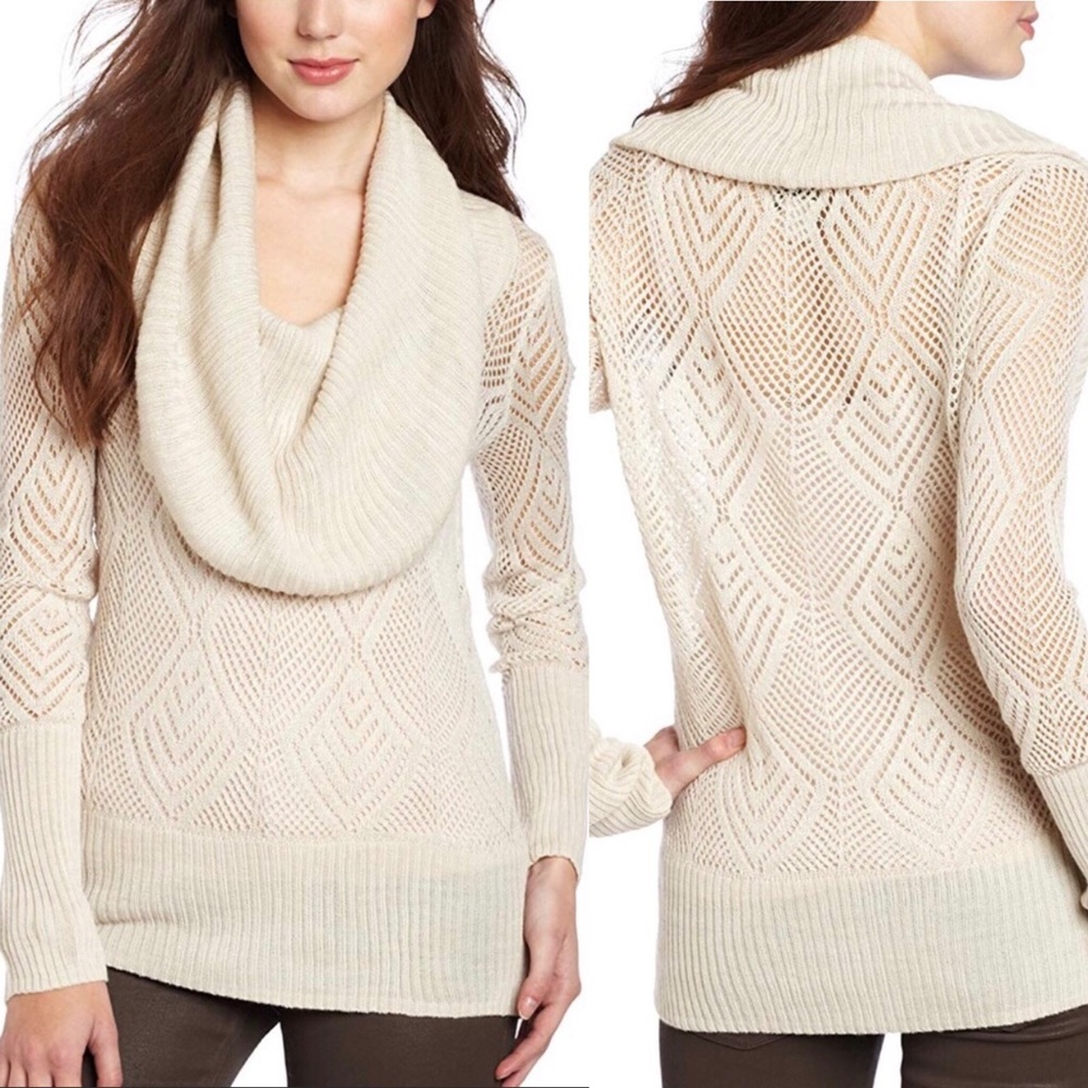 Elegant Cream Cowl Neck Sweater